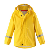 OEM waterproof PU child reflective safety rain jacket wholesale children raincoat kids